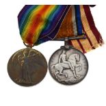 First World War medal pair awarded to J.52183 C.Hancock A.B.R.N.