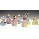 Seven Coalport 'Age of Elegance' figures