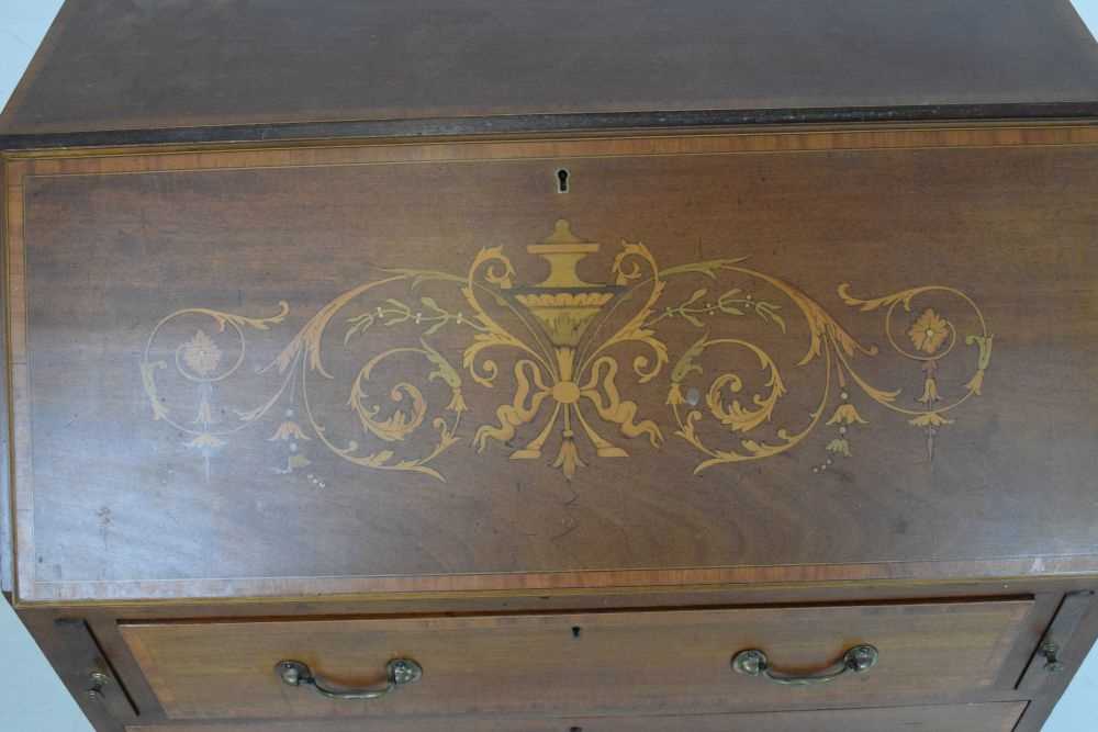 Edwardian inlaid mahogany bureau - Image 2 of 11