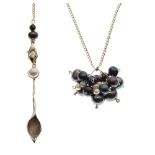 Multi-coloured freshwater pearl pendant of Modernist design,