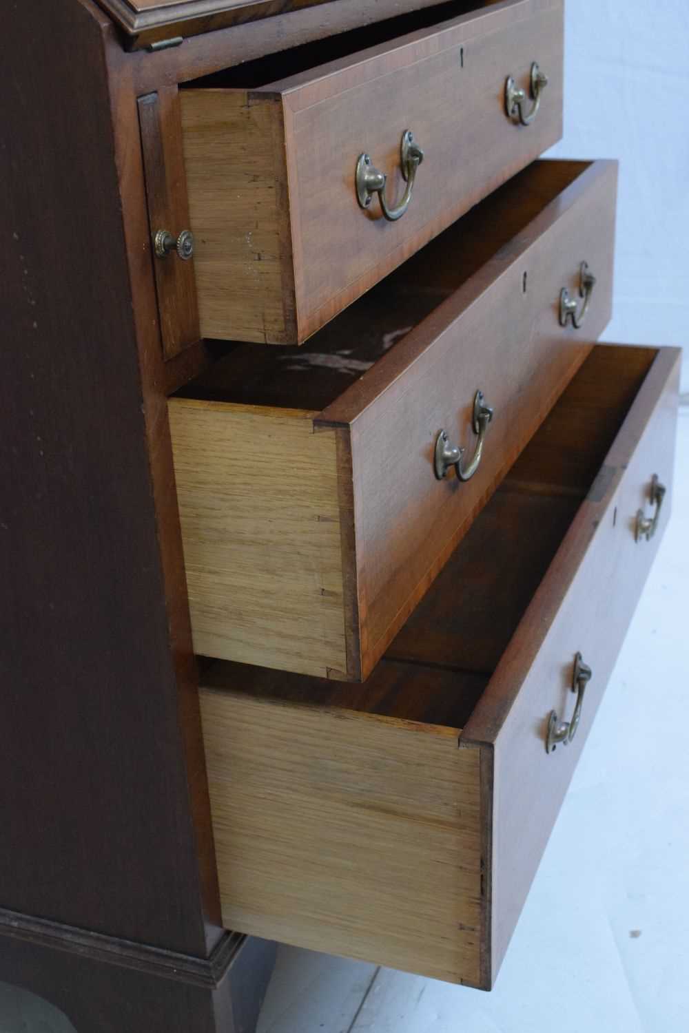 Edwardian inlaid mahogany bureau - Image 10 of 11