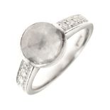 Platinum single stone rose cut diamond ring,