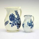 18th Century Worcester blue and white mask jug and a sparrow-beak jug