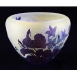 Galle cameo bowl cut with bell flowers and foliage