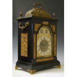 Victorian ebonised triple fusee table clock