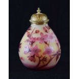 Galle cameo glass vase with brass cover