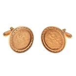 Pair of half sovereign cufflinks,