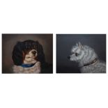 Fritz (20th Century, British) - Pair of oils on board - Dogs