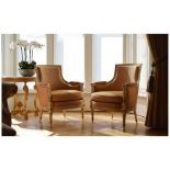 Pair French style upholstered salon chairs