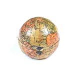Late 19th Century terrestrial pocket globe and portable inkwell, 4cm diameter x 4cm high