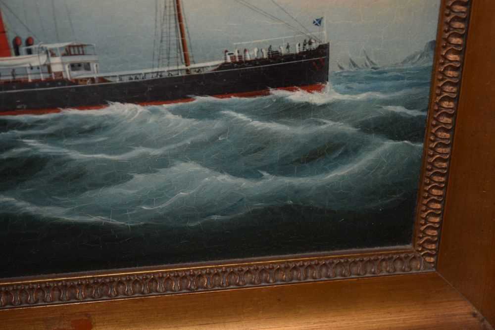 Chinese School - Oil on canvas - Steam yacht - Image 4 of 9