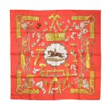 Hermes Paris - Lady's red square silk scarf