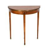 19th Century Biedermeier satinwood and brass inlaid demi-lune tea table