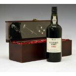 Bottle of Royal Oporto for Harrods Vintage Port 1982 in presentation box