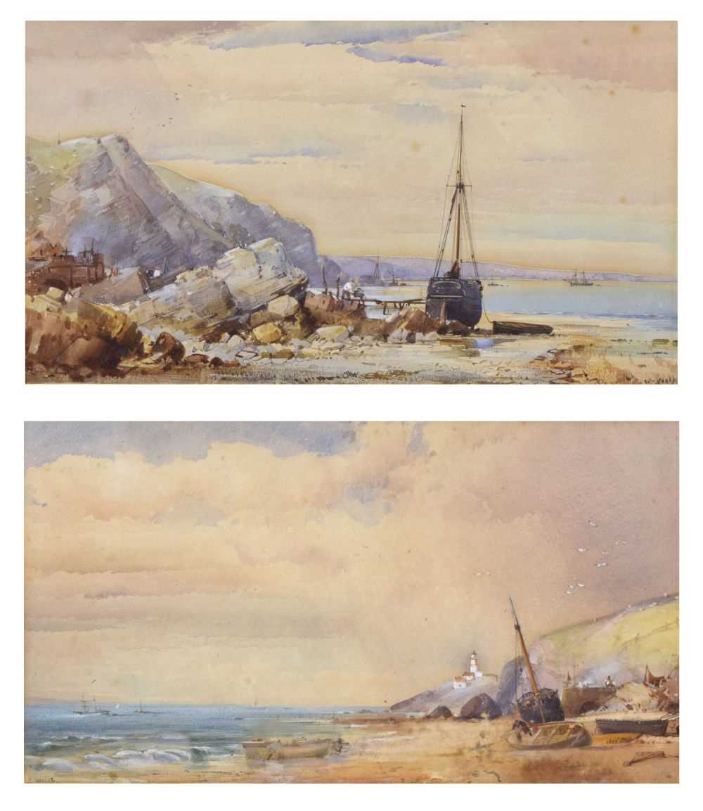 George Wolfe (British 1834-1890) - Pair of watercolours - Coastal scenes