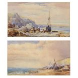 George Wolfe (British 1834-1890) - Pair of watercolours - Coastal scenes
