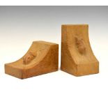 Workshop of Robert 'Mouseman' Thompson pair of English oak bookends