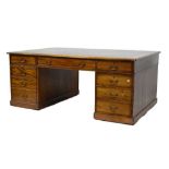 Edwardian mahogany twin pedestal partners desk