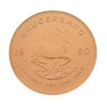 South African 1oz fine gold Krugerrand coin, 1980