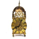 Late Victorian brass Lantern-style twin fusee clock - Goldsmiths