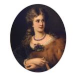 Anton Ebert (1845-1896) -Oval oil on canvas- Portrait of a lady