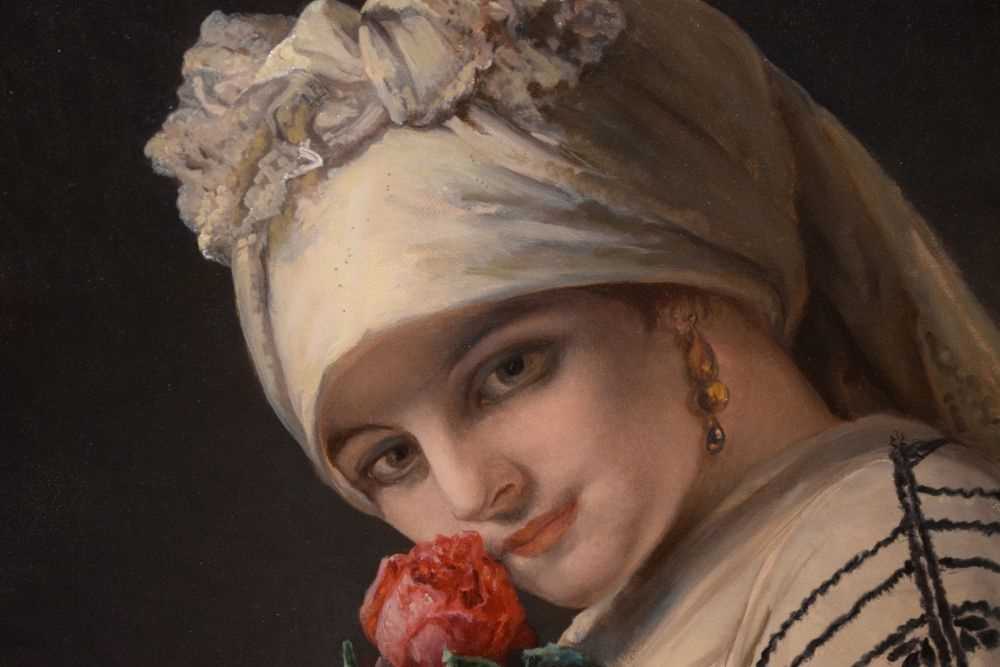 Follower of Jean Francois Portaels, (Belgian, 1818-1895) - Oil on canvas - 'Fragrance of a Rose - Image 5 of 18