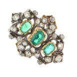 Emerald and diamond cluster ring,