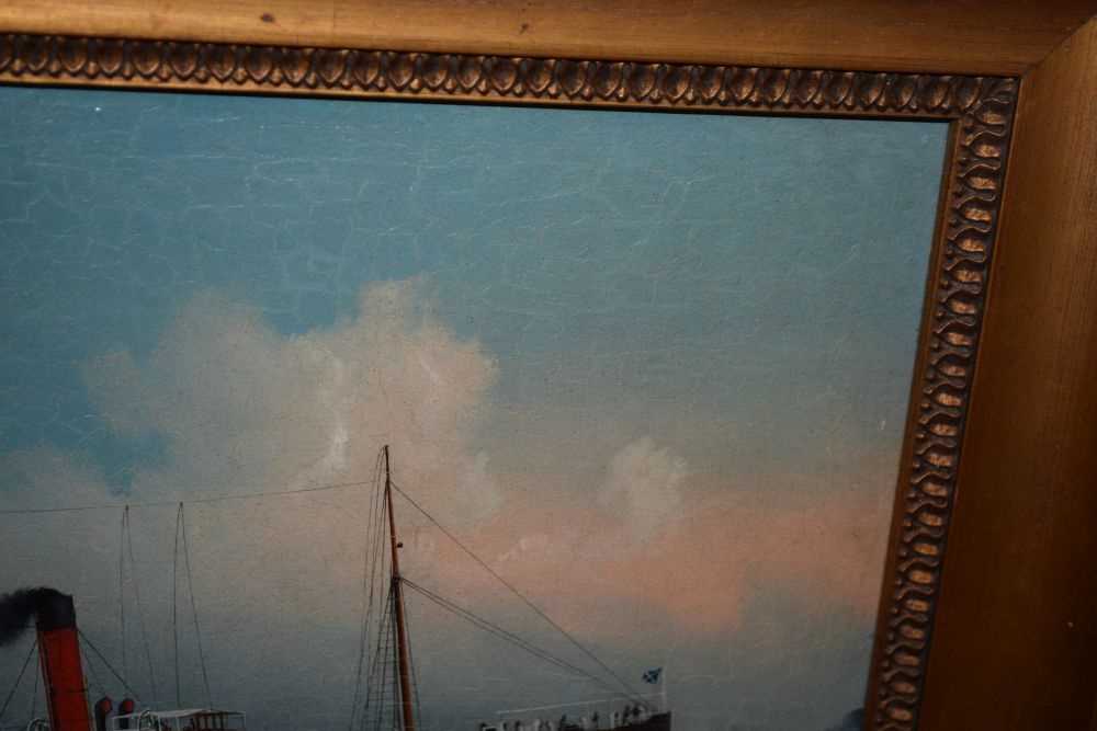 Chinese School - Oil on canvas - Steam yacht - Image 3 of 9