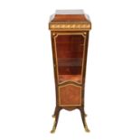 Early 20th Century rosewood and kingwood gilt metal mounted pedestal vitrine