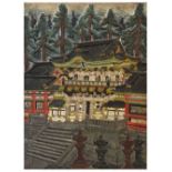 Japanese painted relief panel