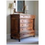 19th Century French walnut or fruitwood marble-topped chest