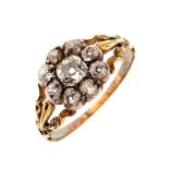 Victorian nine stone diamond cluster ring,