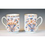 Pair of late 18th Century Chinese export porcelain tankards