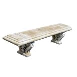 Large Italian-style carved white marble garden seat