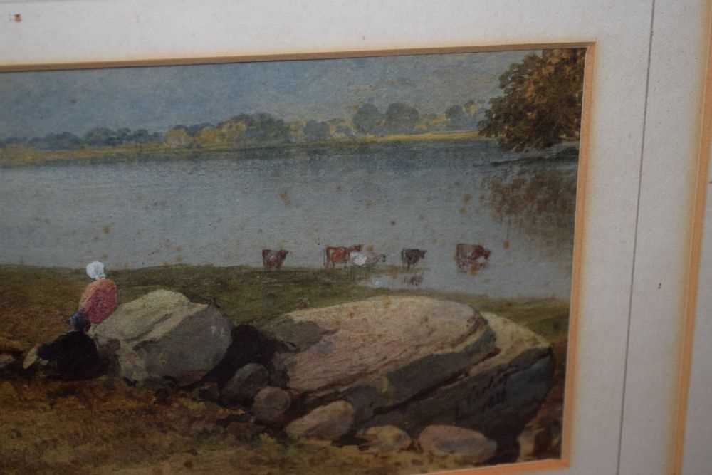 John Varley (1778-1842) - Watercolour - Lakeside scene - Image 7 of 10