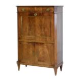 Mid 19th Century Continental mahogany and brass secretaire a abattant