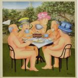 Beryl Cook (1926-2008) - Signed print - 'Tea in the Garden'