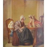 Alexander Hugo Bakker Korff (1824-82), Oil on panel - Ladies in conversation at a table