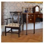 Edwardian mahogany Chippendale Revival elbow chair