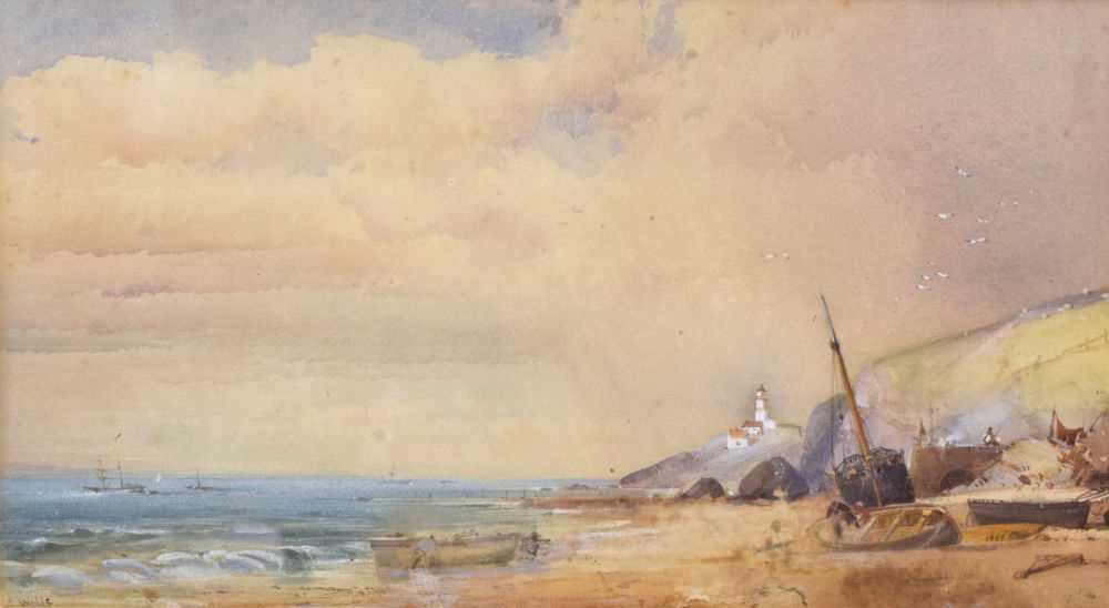 George Wolfe (British 1834-1890) - Pair of watercolours - Coastal scenes - Image 3 of 14