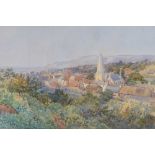 Arthur Wilde Parsons (1847-1920) - Watercolour - Rural landscape with St Dubricious Church