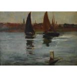 Joseph Thorburn Ross A.R.S.A. (1849-1903) - Oil on board - Harbour Scene