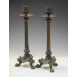 Pair of French bronze mantel candlesticks