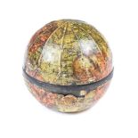 Late 19th Century terrestrial pocket globe and portable inkwell, 4.8cm diameter x 4.5cm high