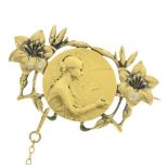 Art Nouveau St Cecilia brooch,