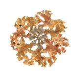 Three colour gold brooch,