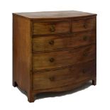 19th Century mahogany bowfront chest of two short and three long drawers