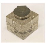 Edward VII silver-mounted glass inkwell