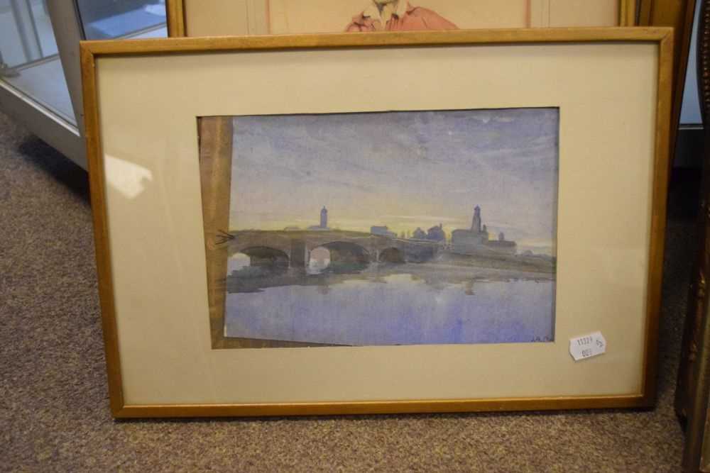 J.B. Christie - Watercolour - 'Marne Bridge 1917', together with a Portrait of a man - Image 2 of 8