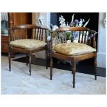 Pair of mahogany cane-seated bedroom chairs